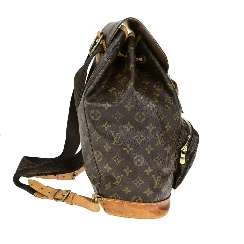 LOUIS VUITTON Montsouris GM Backpack Bag Monogram Leather Brown M51135 85ED205